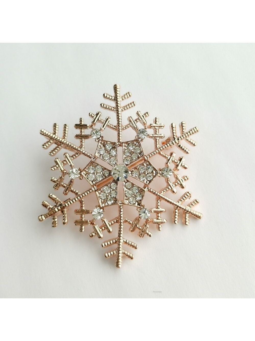 Rose Gold Crystal Snowflake Christmas Brooch 🆕